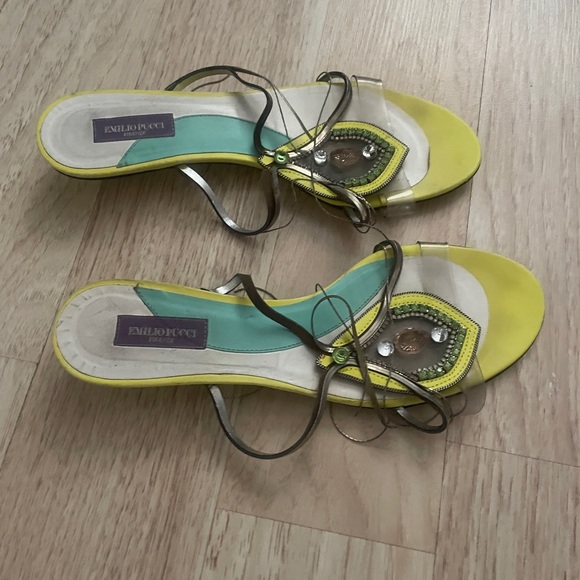 Emilio Pucci Yellow and Green Sandals - Picture 4 of 4
